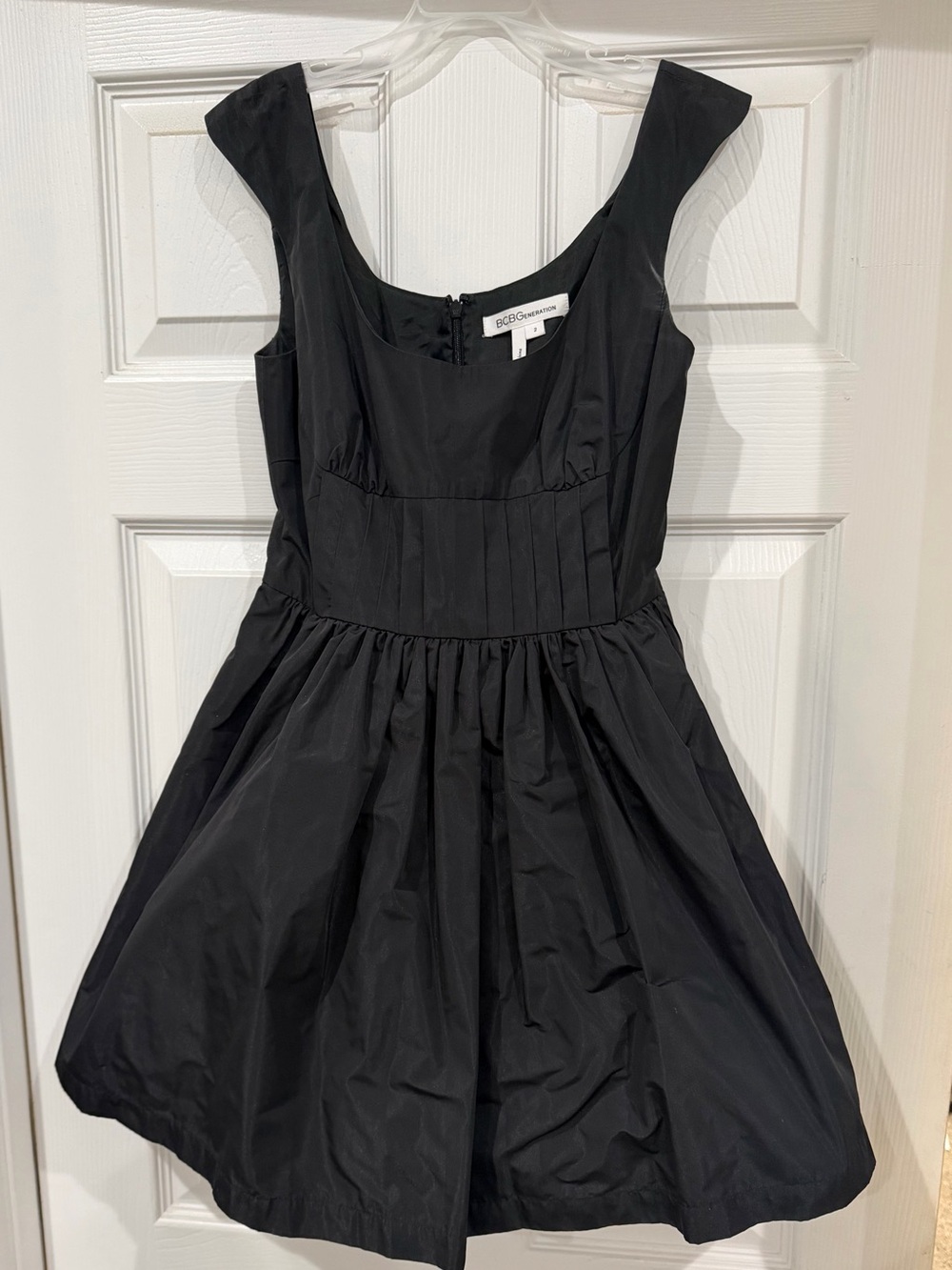 BCBGMaxAzria Black Sleeveless Pleated Fit-and-Flare Mini Dress